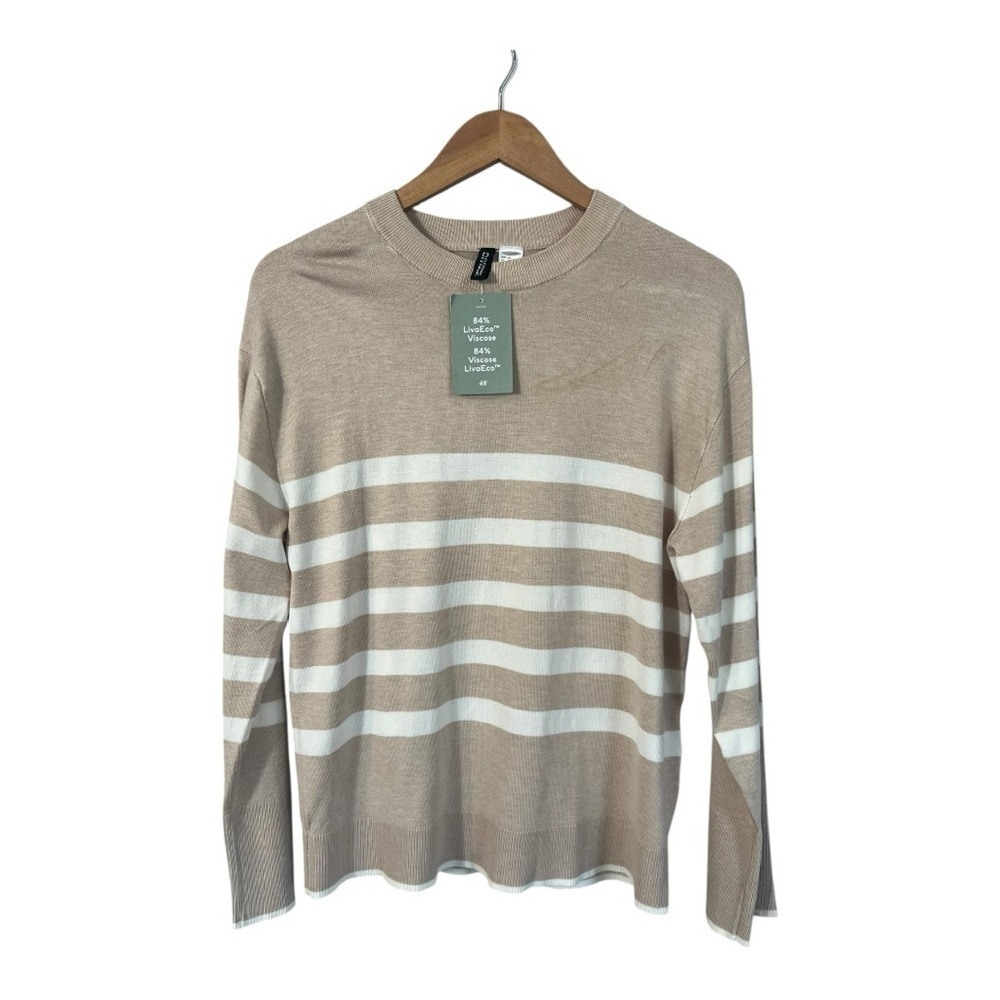 H&M Women's Sweater Soft Knit Size XS Crew Pullover Tan Brand New Oversize